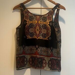 Yaya Nom de Plume Medallion Print Silk-Feel Tank — Size XS (Urban Outfitters)